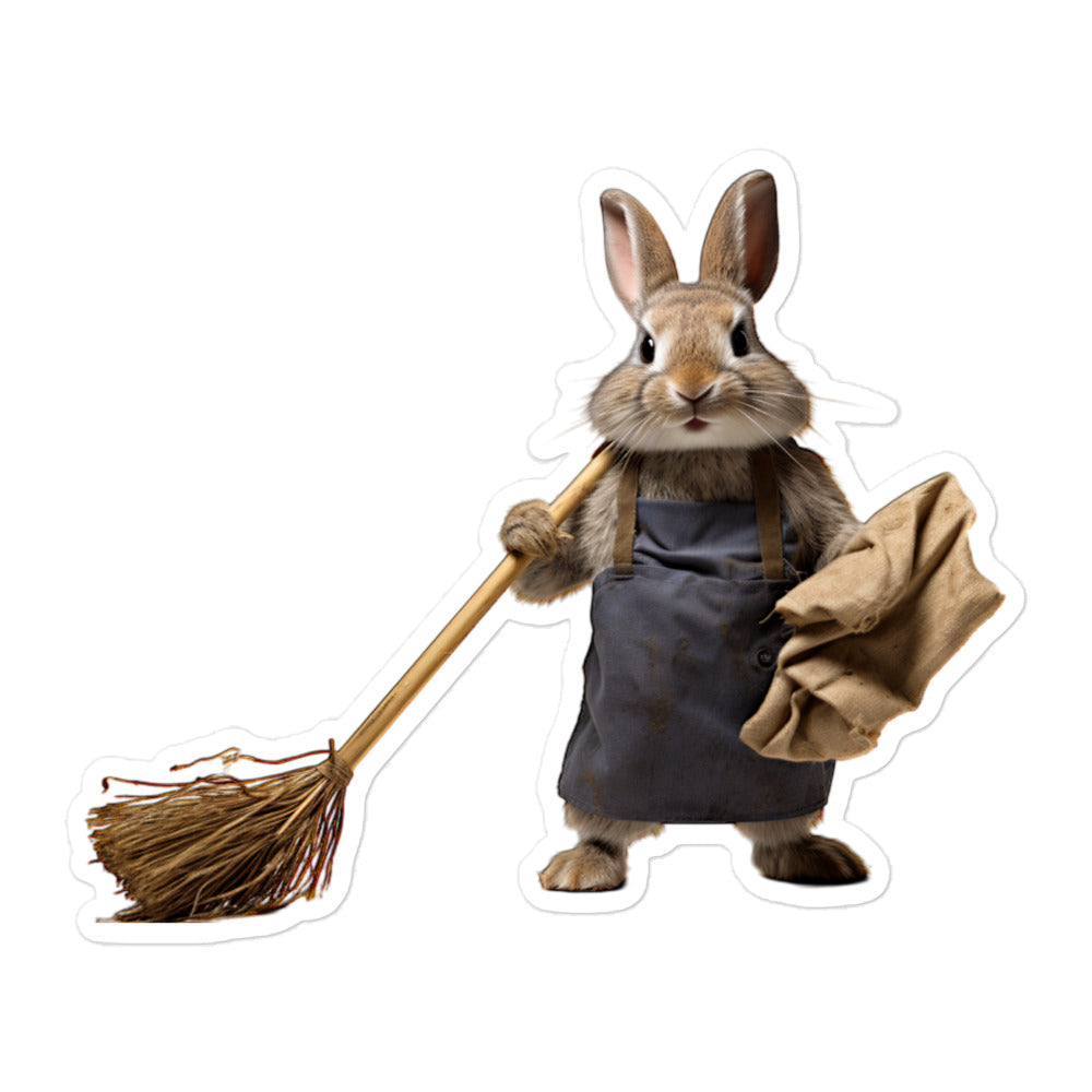 Himalayan Diligent Janitor Bunny Sticker - Stickerfy.ai