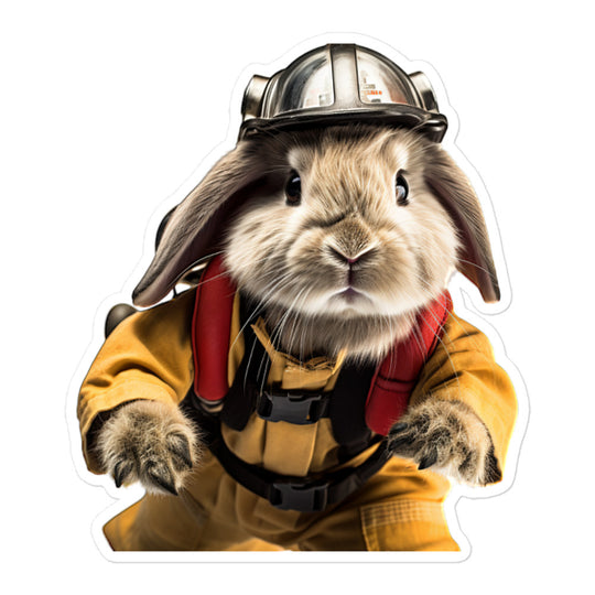 Himalayan Brave Firefighter Bunny Sticker - Stickerfy.ai