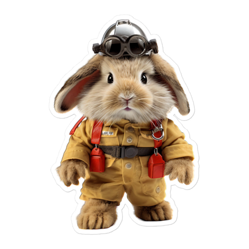 Himalayan Brave Firefighter Bunny Sticker - Stickerfy.ai