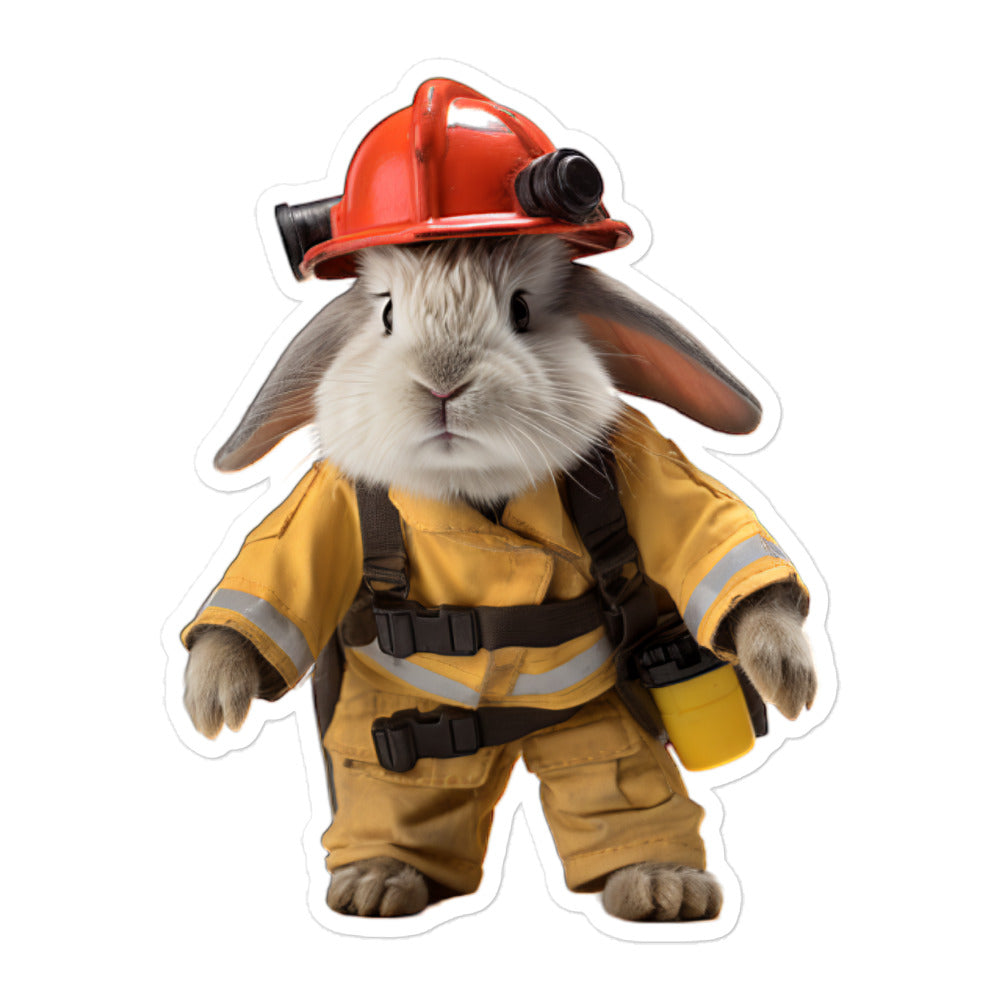 Himalayan Brave Firefighter Bunny Sticker - Stickerfy.ai