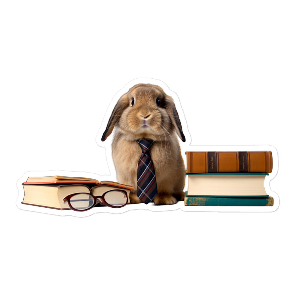 Holland Lop Enthusiastic Student Bunny Sticker - Stickerfy.ai