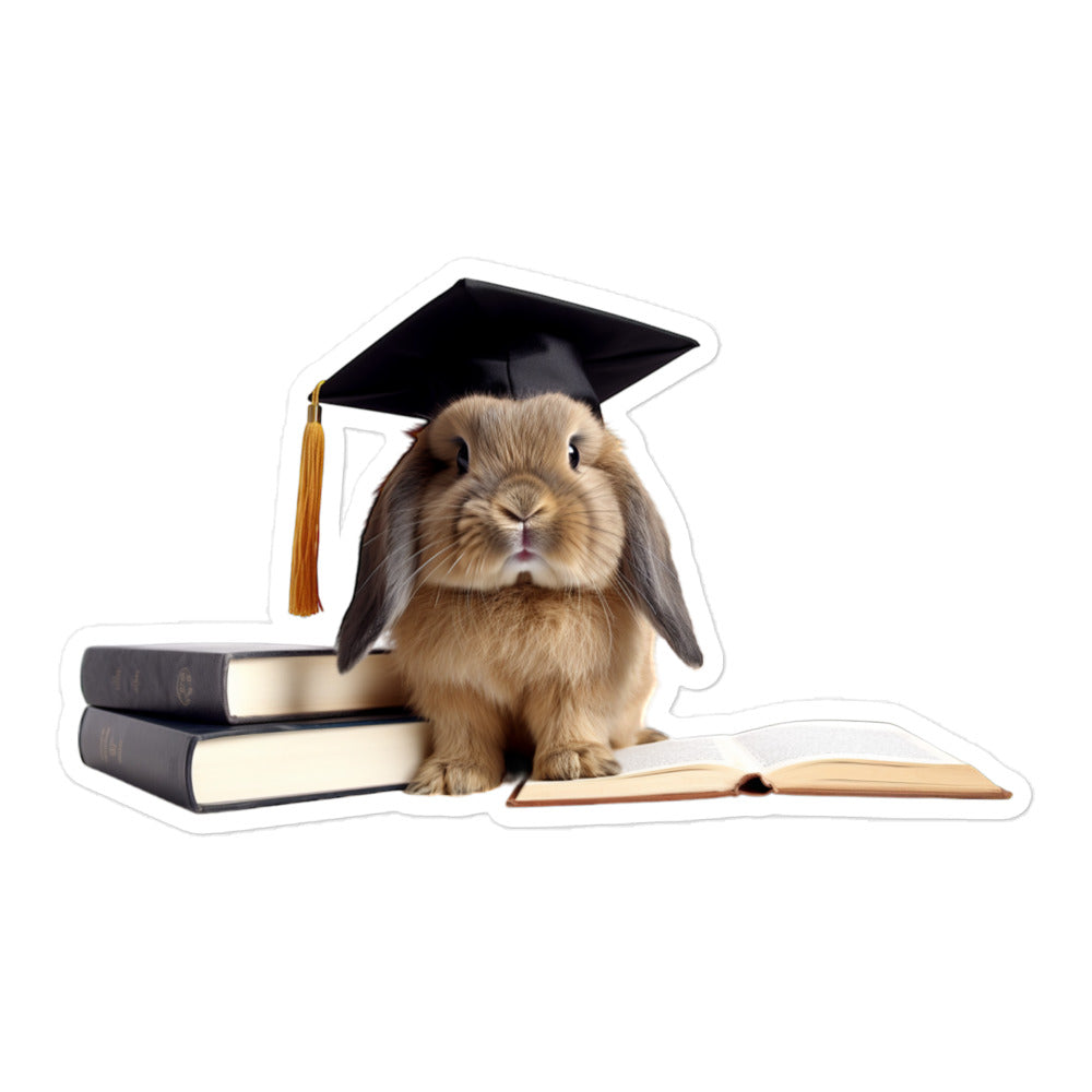 Holland Lop Enthusiastic Student Bunny Sticker - Stickerfy.ai