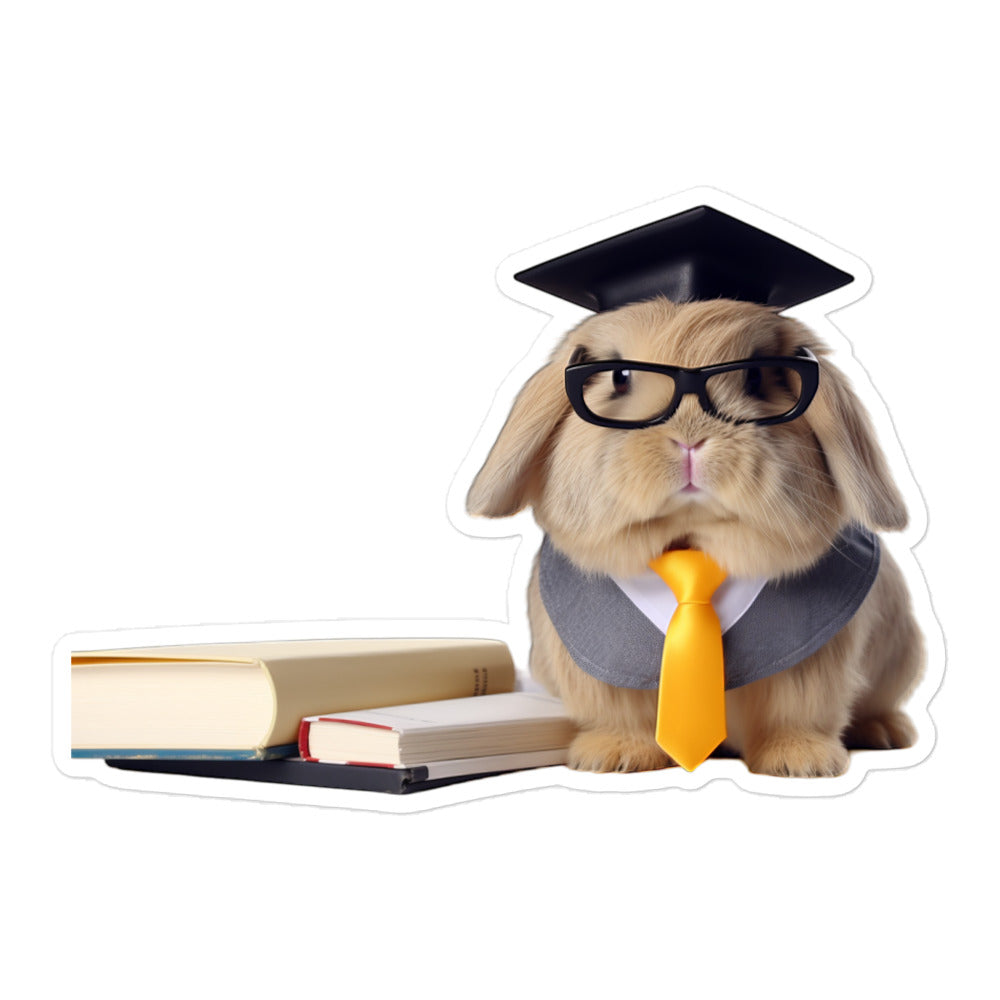 Holland Lop Enthusiastic Student Bunny Sticker - Stickerfy.ai