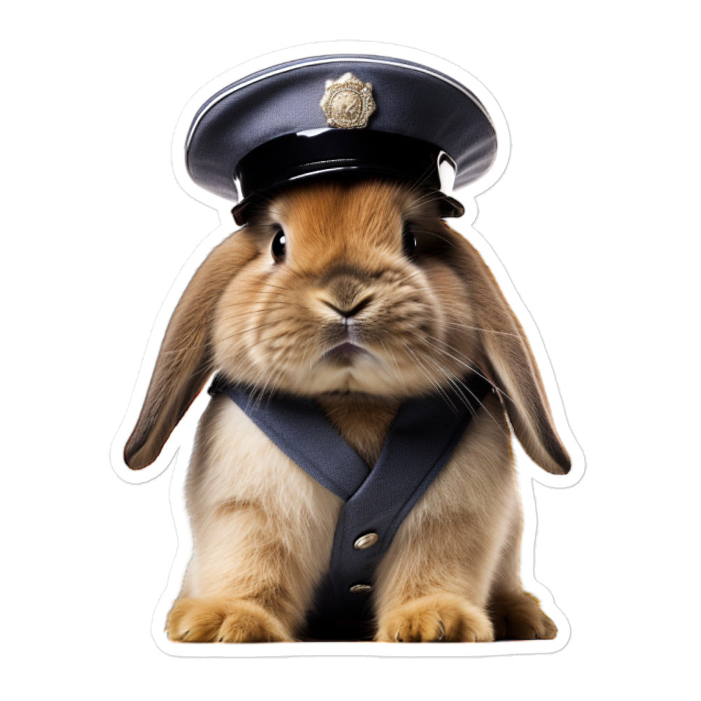 Holland Lop Security Officer Bunny Sticker - Stickerfy.ai