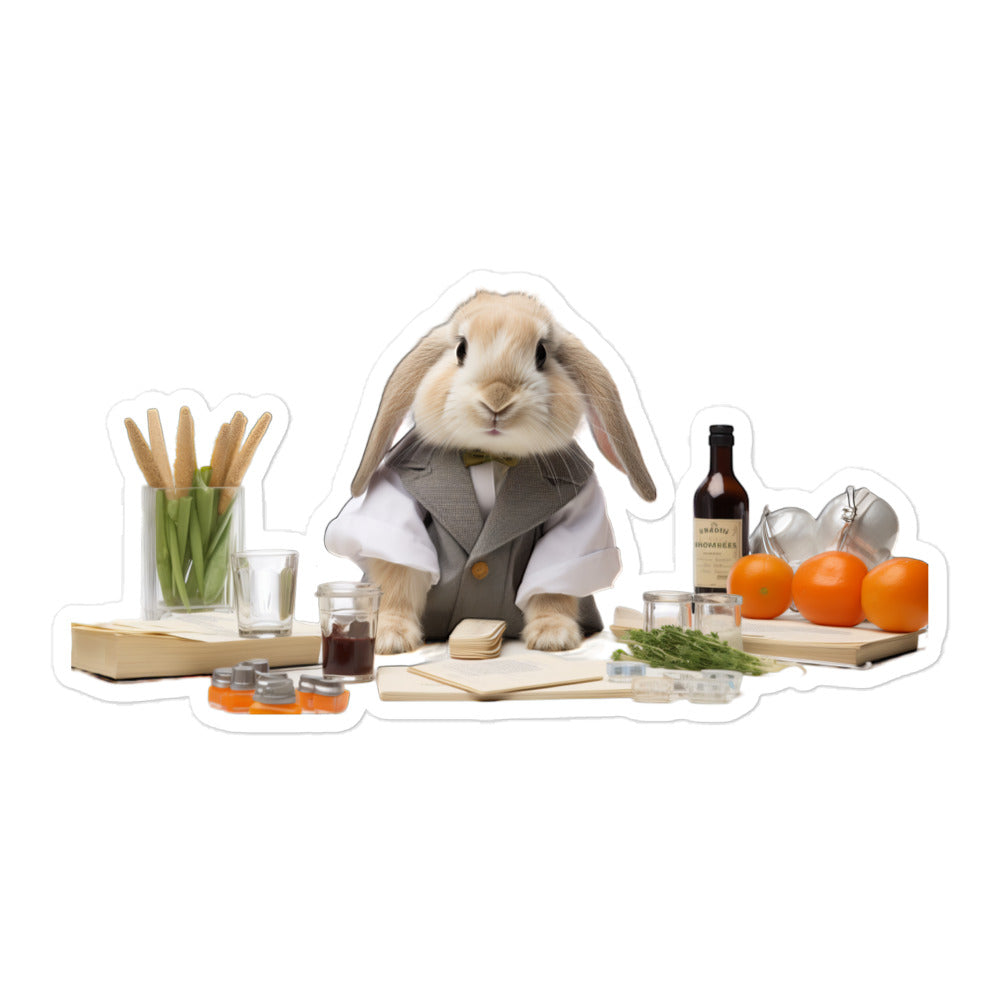 Holland Lop Knowledgeable Pharmacist Bunny Sticker - Stickerfy.ai