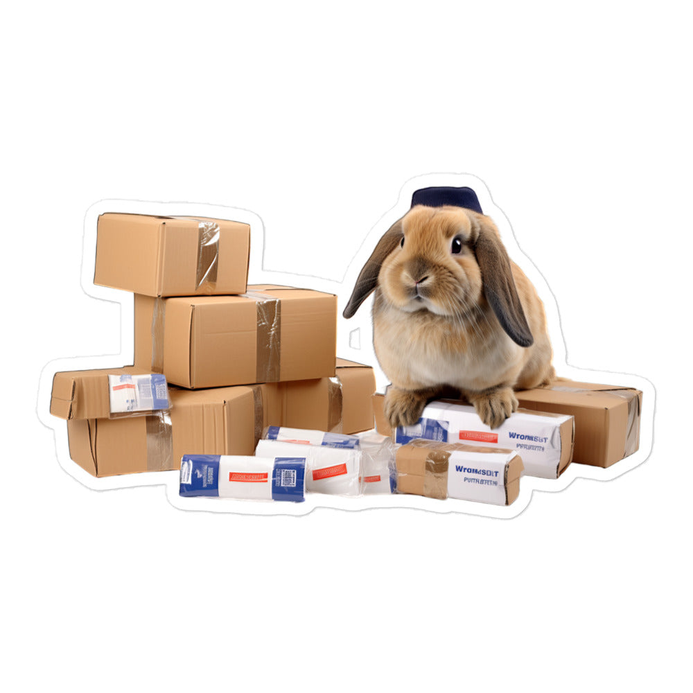 Holland Lop Mail Carrier Bunny Sticker - Stickerfy.ai