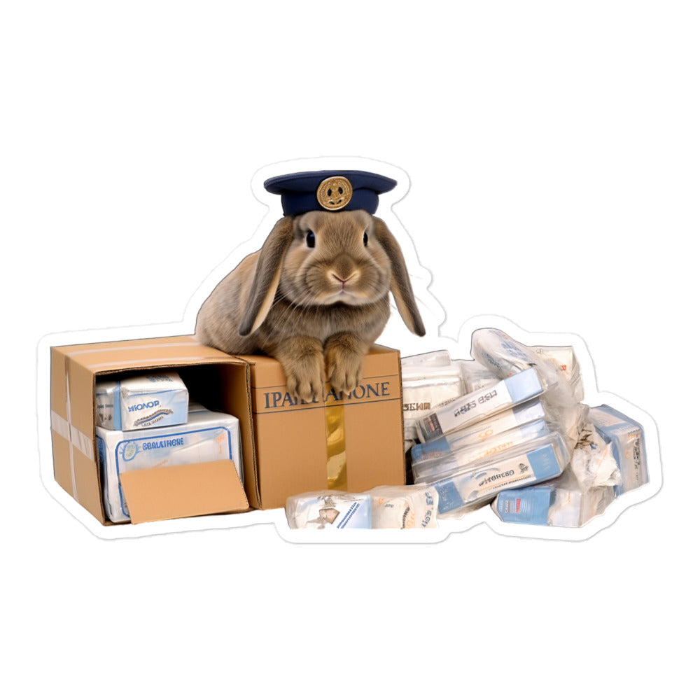 Holland Lop Mail Carrier Bunny Sticker - Stickerfy.ai