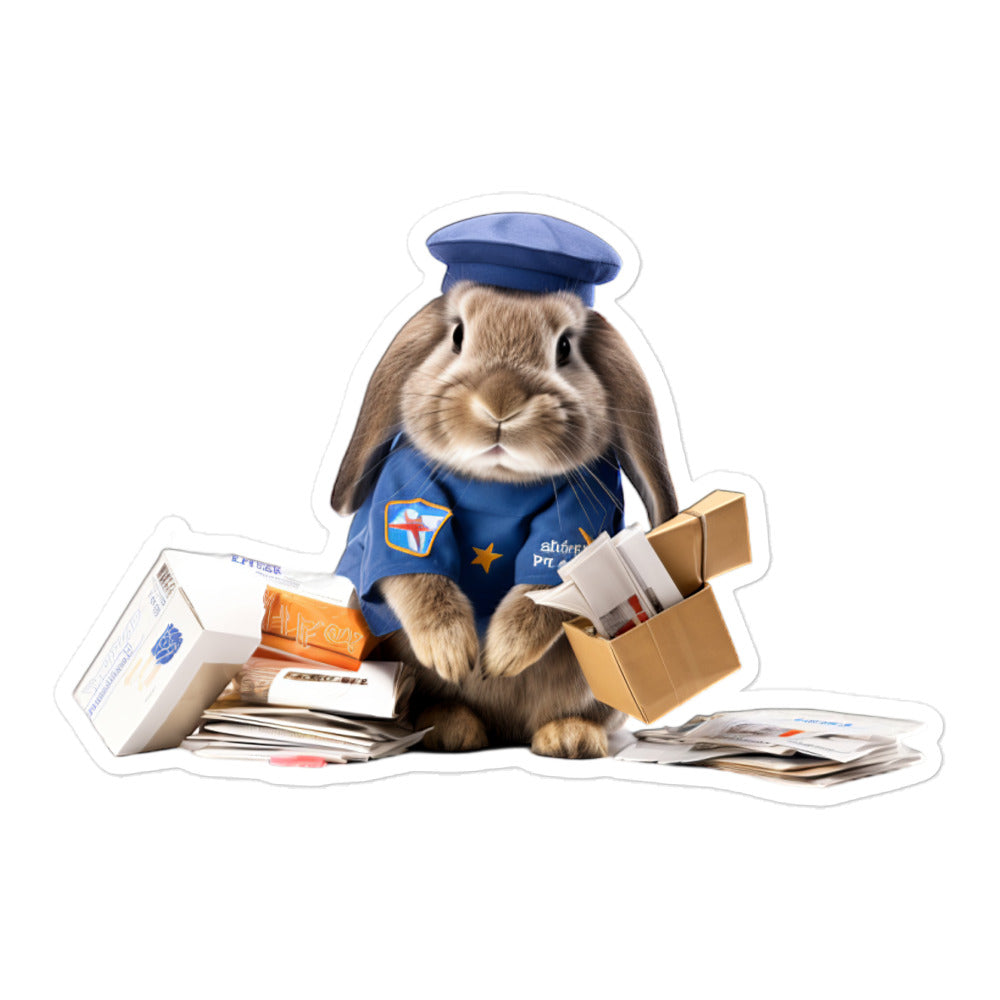 Holland Lop Mail Carrier Bunny Sticker - Stickerfy.ai