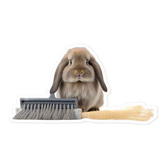 Holland Lop Diligent Janitor Bunny Sticker - Stickerfy.ai