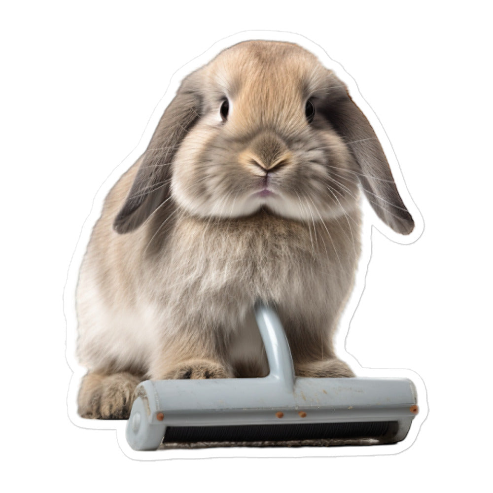 Holland Lop Diligent Janitor Bunny Sticker - Stickerfy.ai