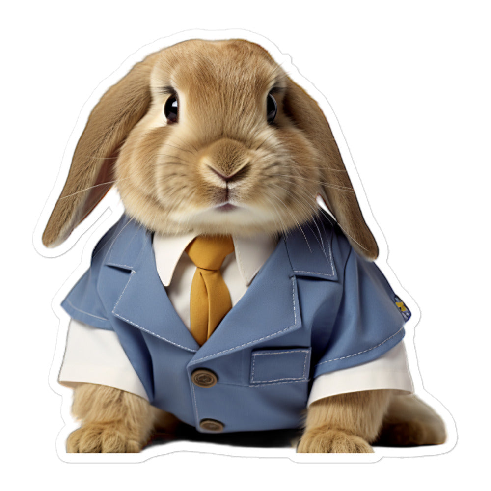 Holland Lop Welcoming Hotel Bunny Sticker - Stickerfy.ai