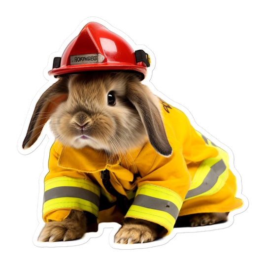 Holland Lop Brave Firefighter Bunny Sticker - Stickerfy.ai