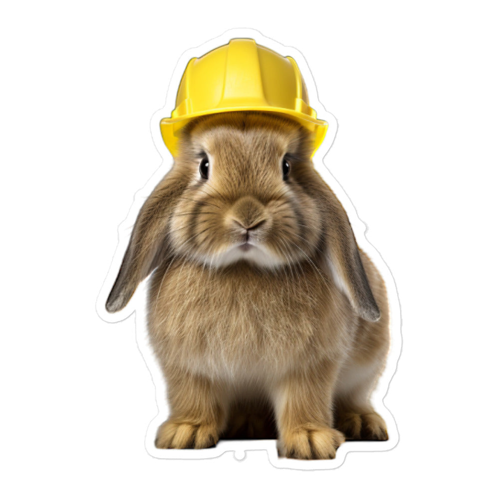 Holland Lop Contractor Bunny Sticker - Stickerfy.ai