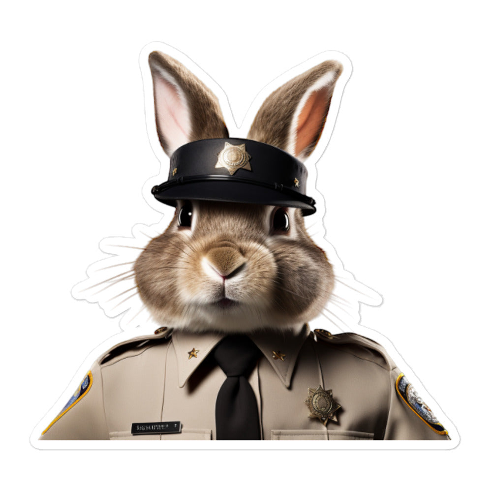 Jersey Wooly Security Officer Bunny Sticker - Stickerfy.ai