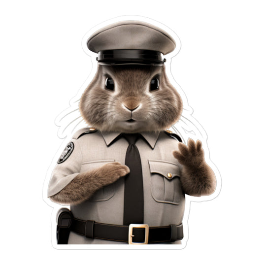 Jersey Wooly Security Officer Bunny Sticker - Stickerfy.ai