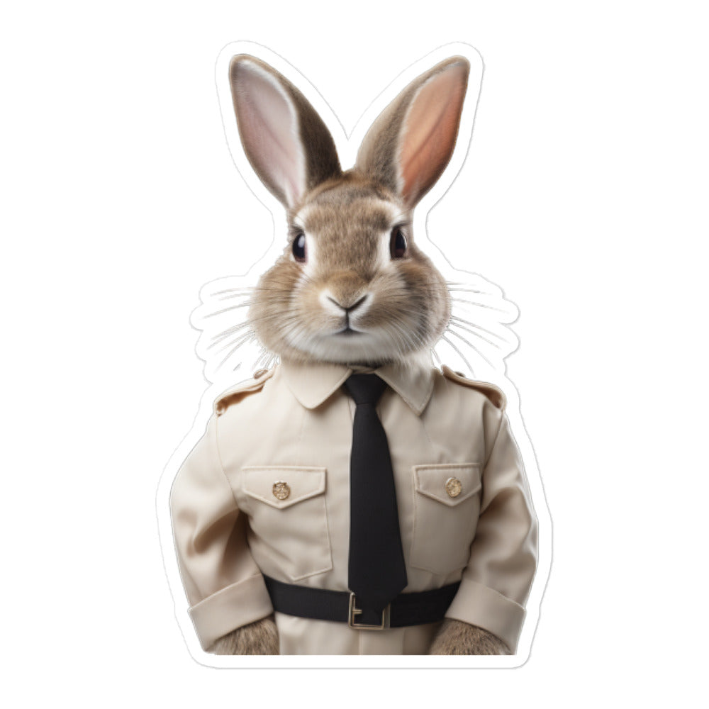 Jersey Wooly Security Officer Bunny Sticker - Stickerfy.ai
