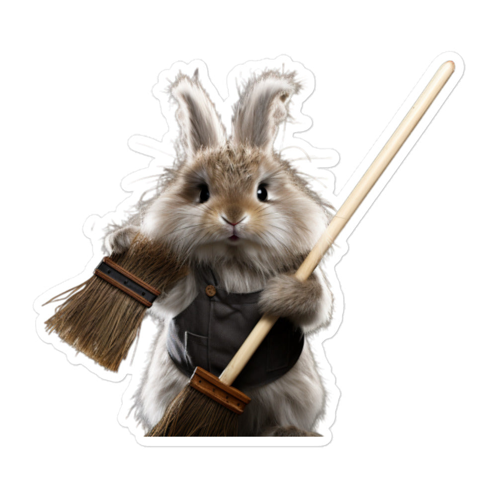 Jersey Wooly Diligent Janitor Bunny Sticker - Stickerfy.ai