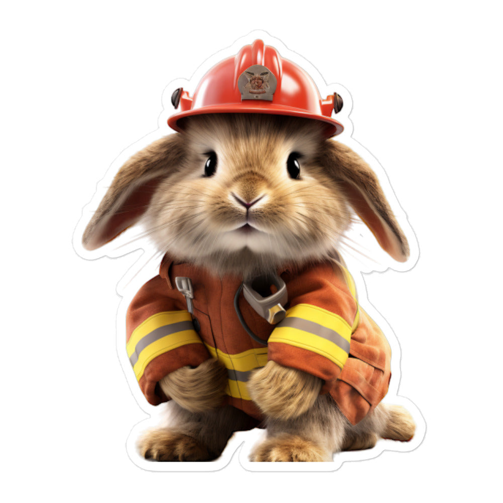 Jersey Wooly Brave Firefighter Bunny Sticker - Stickerfy.ai