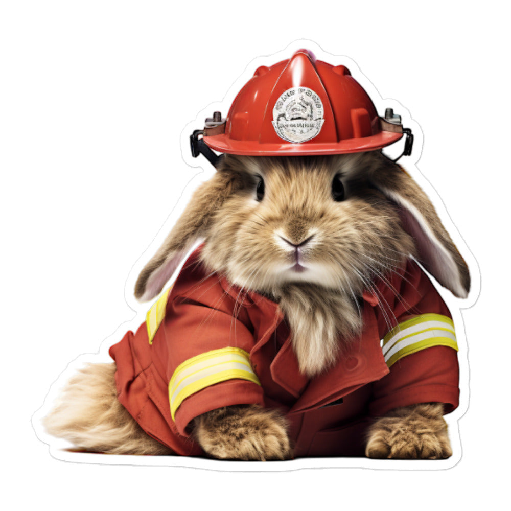 Jersey Wooly Brave Firefighter Bunny Sticker - Stickerfy.ai