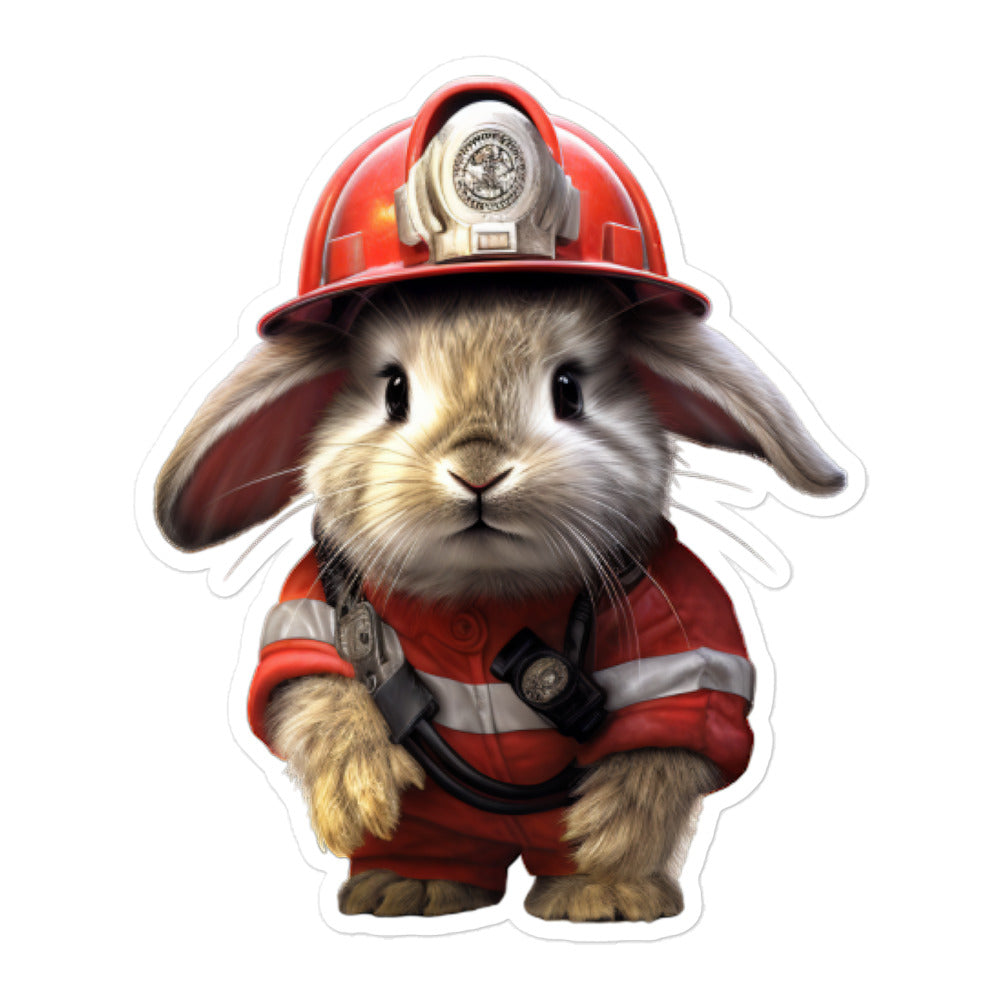 Jersey Wooly Brave Firefighter Bunny Sticker - Stickerfy.ai