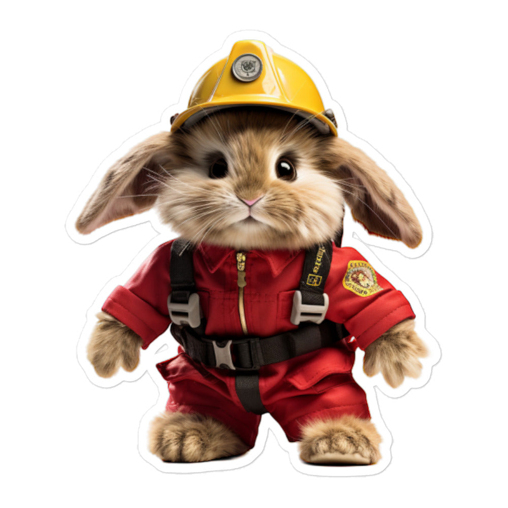 Jersey Wooly Brave Firefighter Bunny Sticker - Stickerfy.ai