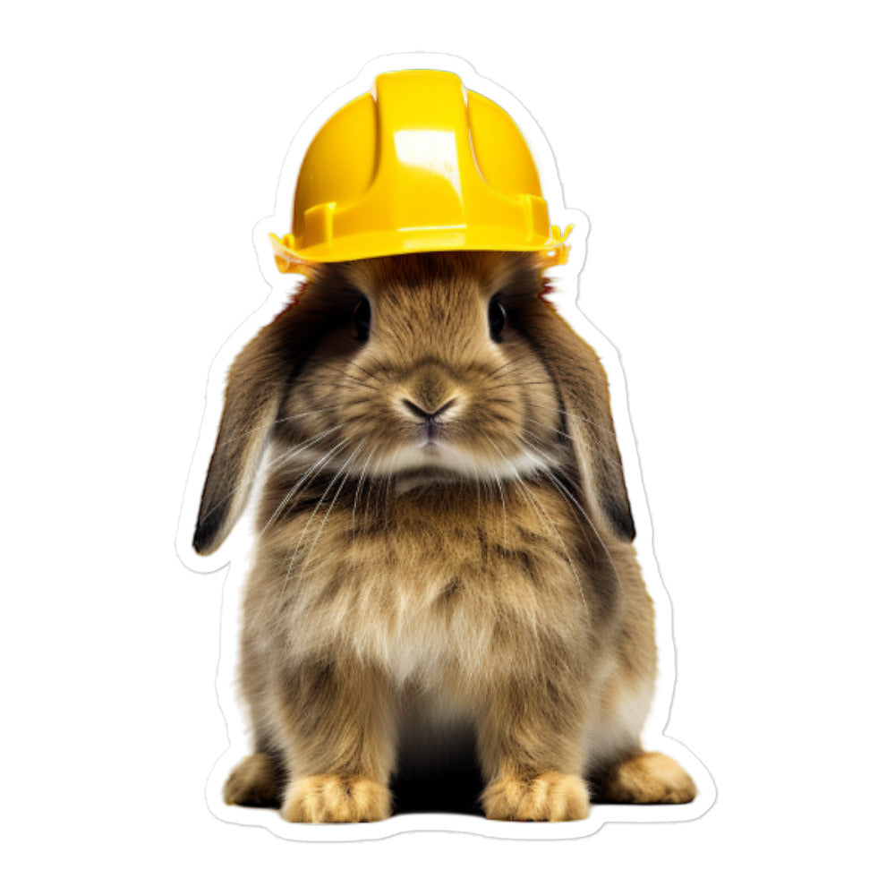 Jersey Wooly Contractor Bunny Sticker - Stickerfy.ai