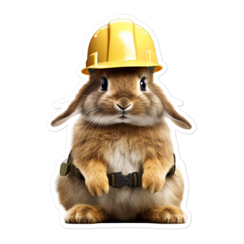 Jersey Wooly Contractor Bunny Sticker - Stickerfy.ai