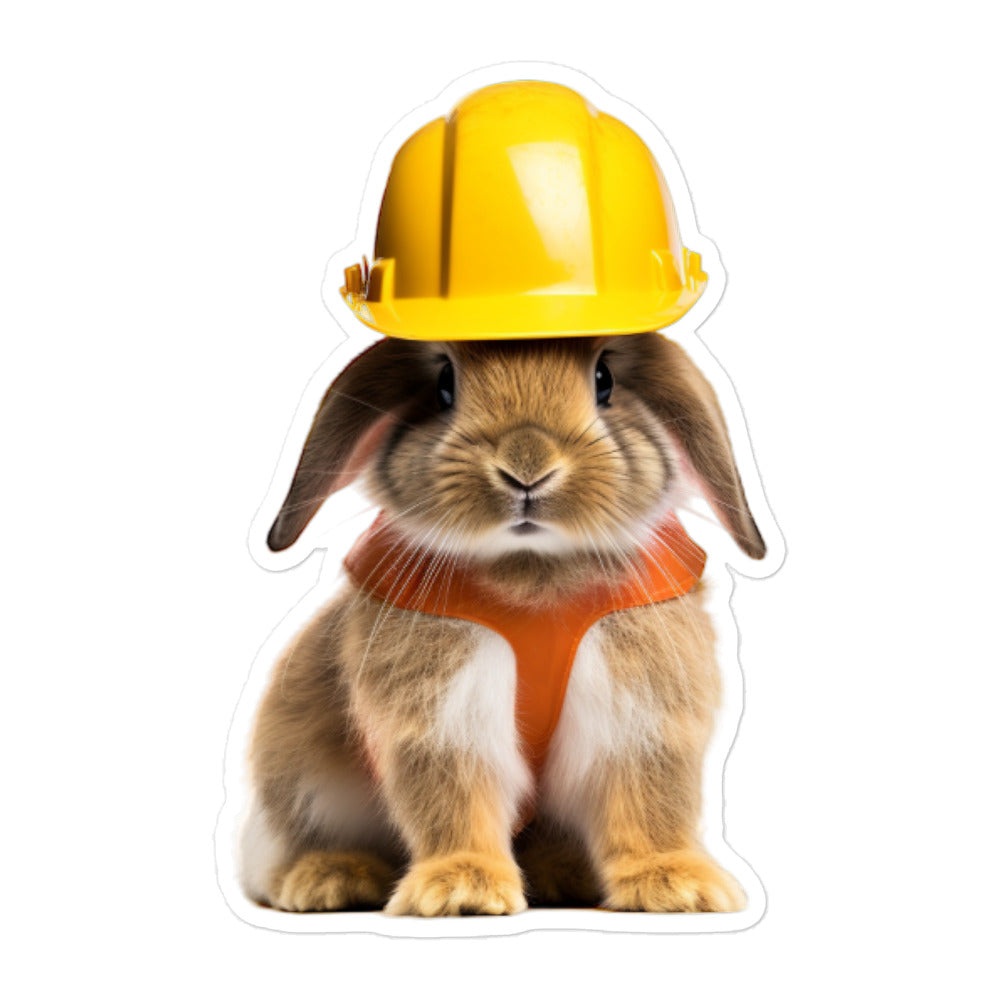 Jersey Wooly Contractor Bunny Sticker - Stickerfy.ai