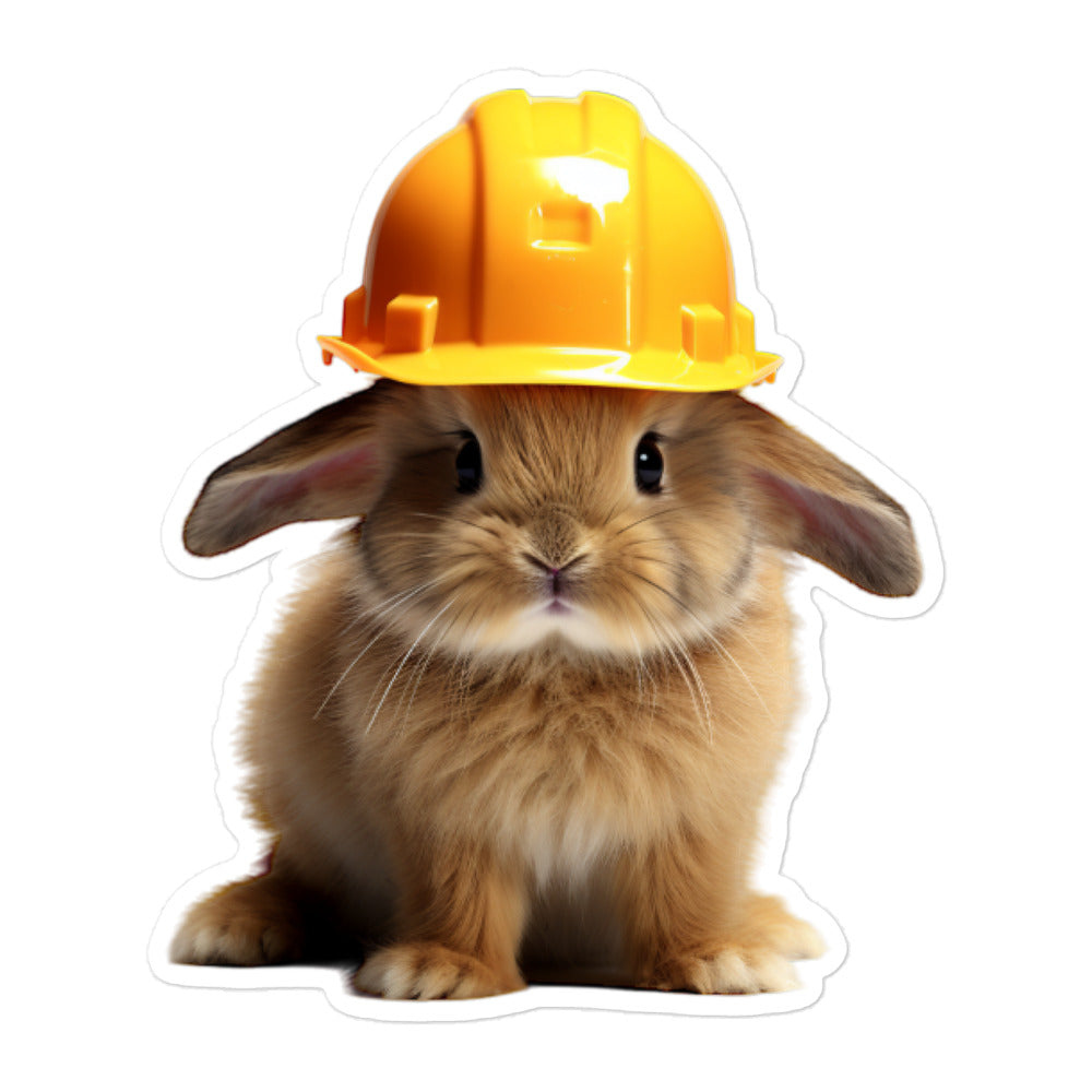 Jersey Wooly Contractor Bunny Sticker - Stickerfy.ai