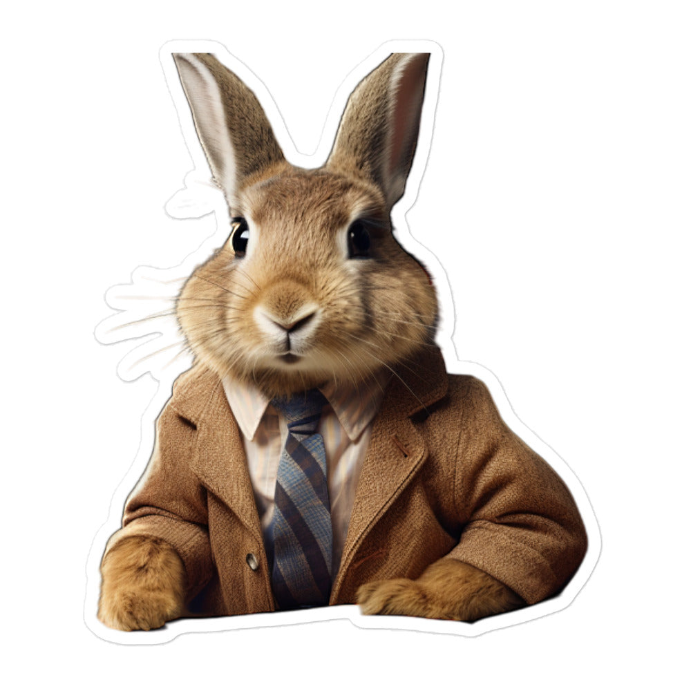 Jersey Wooly Enthusiastic Student Bunny Sticker - Stickerfy.ai