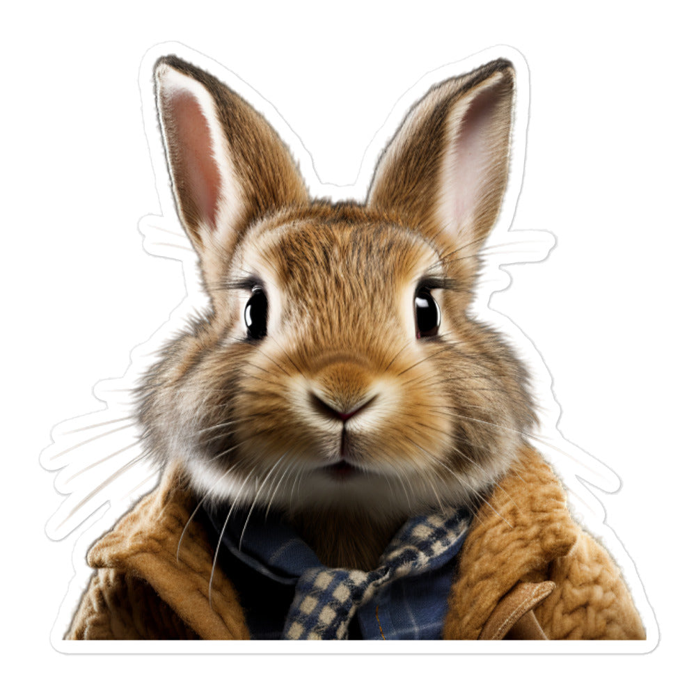 Jersey Wooly Enthusiastic Student Bunny Sticker - Stickerfy.ai