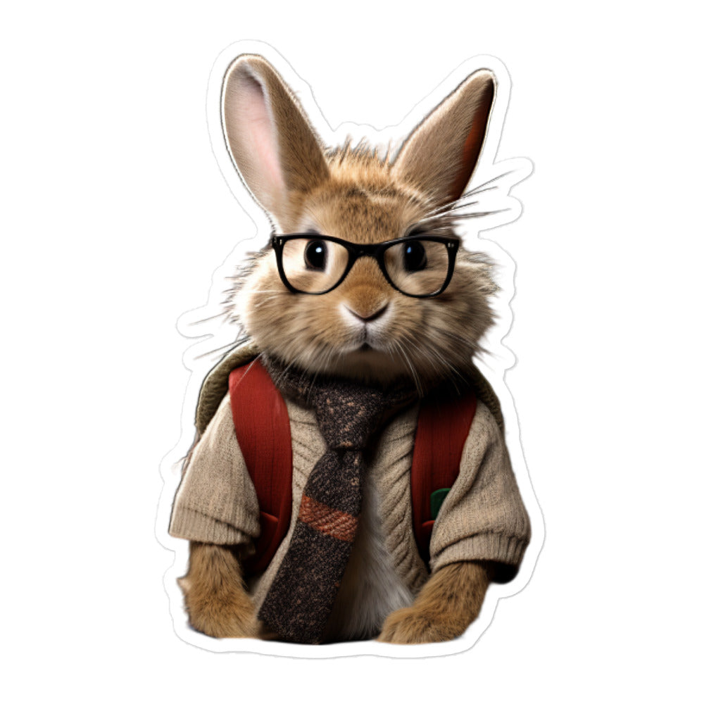 Jersey Wooly Enthusiastic Student Bunny Sticker - Stickerfy.ai