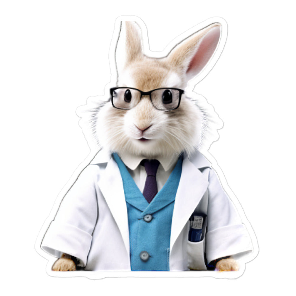 Jersey Wooly Knowledgeable Pharmacist Bunny Sticker - Stickerfy.ai