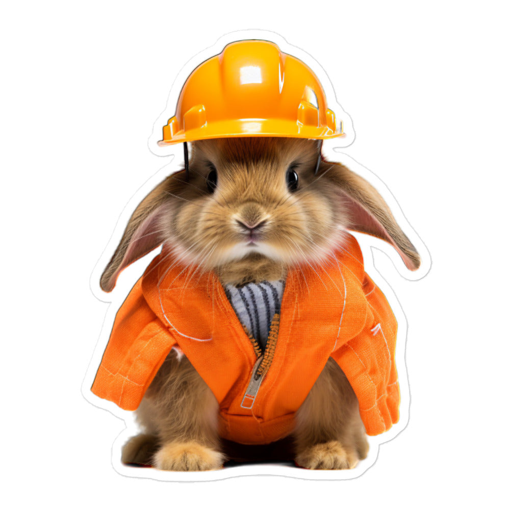 Jersey Wooly Contractor Bunny Sticker - Stickerfy.ai