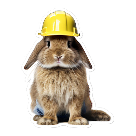 Jersey Wooly Contractor Bunny Sticker - Stickerfy.ai