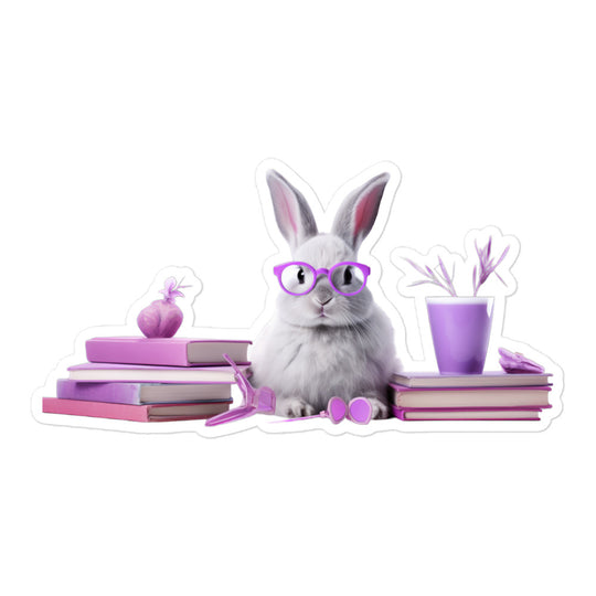 Lilac Enthusiastic Student Bunny Sticker - Stickerfy.ai