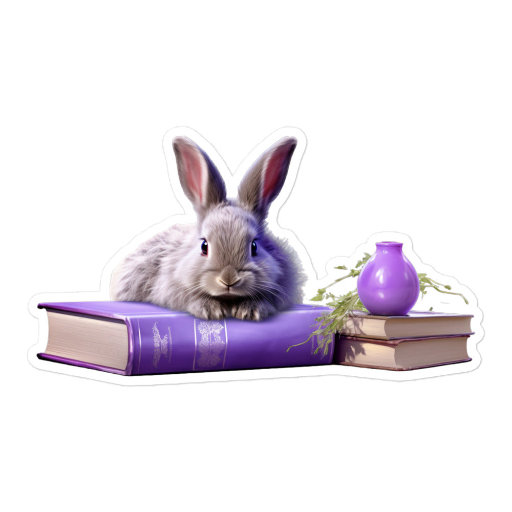 Lilac Enthusiastic Student Bunny Sticker - Stickerfy.ai