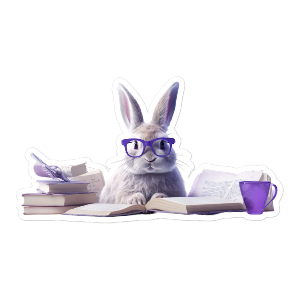 Lilac Enthusiastic Student Bunny Sticker - Stickerfy.ai
