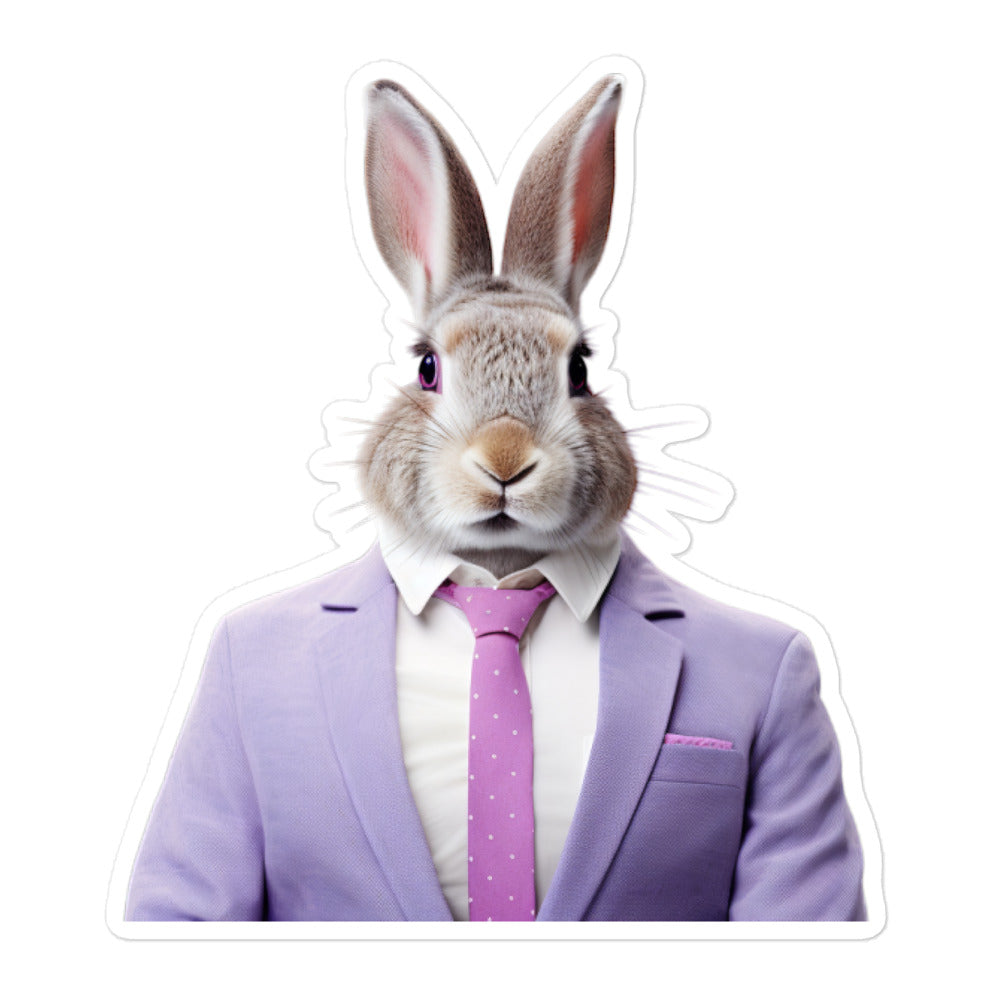 Lilac Persuasive Sales Bunny Sticker - Stickerfy.ai