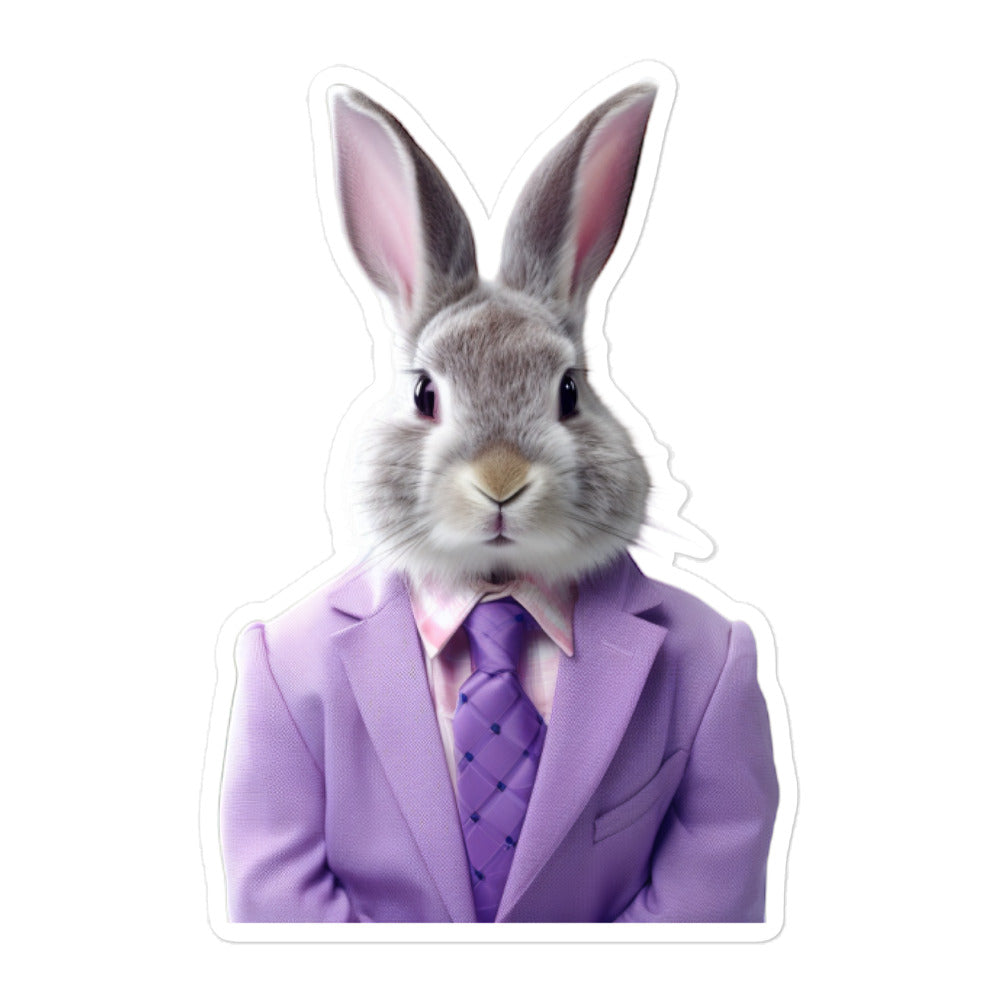 Lilac Persuasive Sales Bunny Sticker - Stickerfy.ai