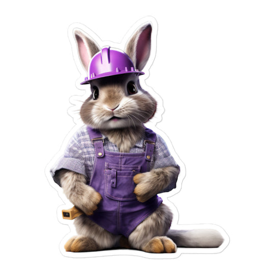 Lilac Contractor Bunny Sticker - Stickerfy.ai