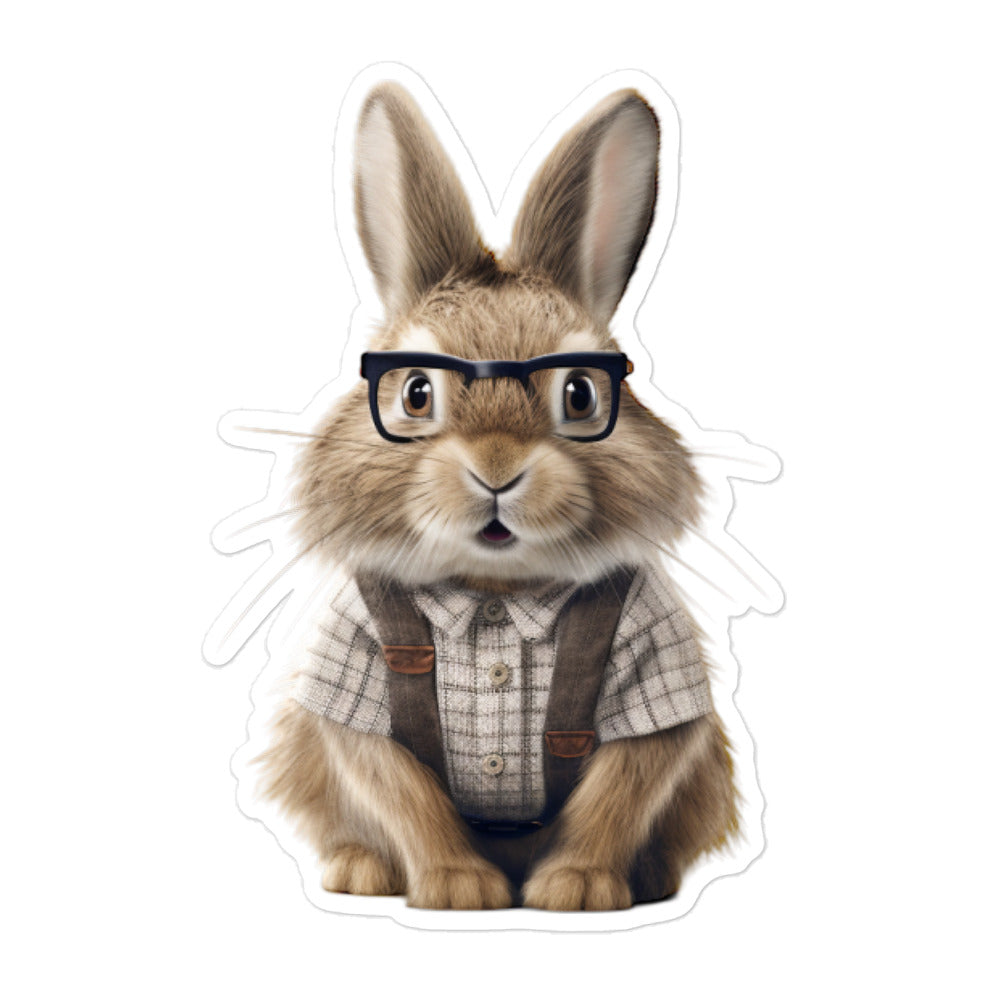 Lionhead Enthusiastic Student Bunny Sticker - Stickerfy.ai