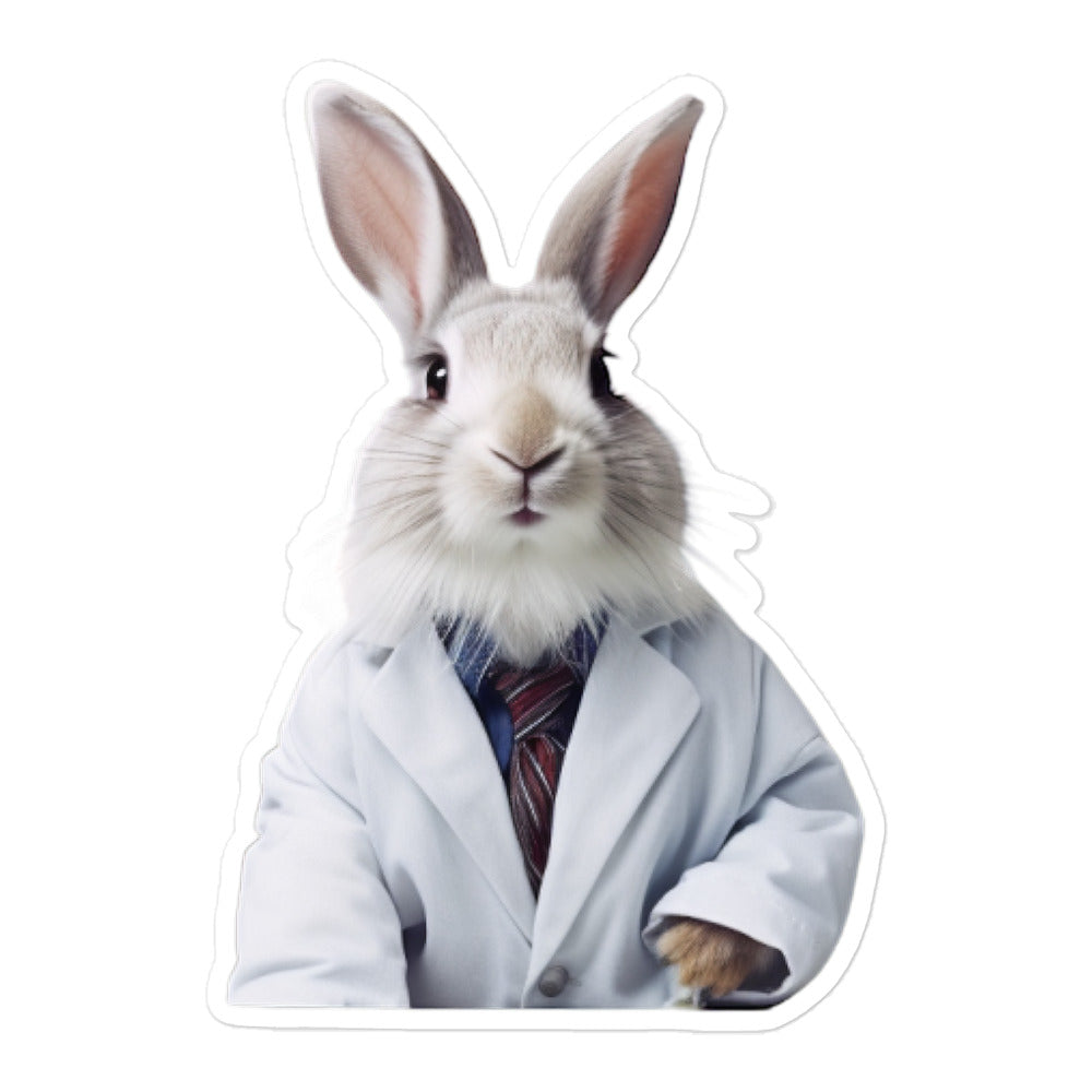 Lionhead Knowledgeable Pharmacist Bunny Sticker - Stickerfy.ai