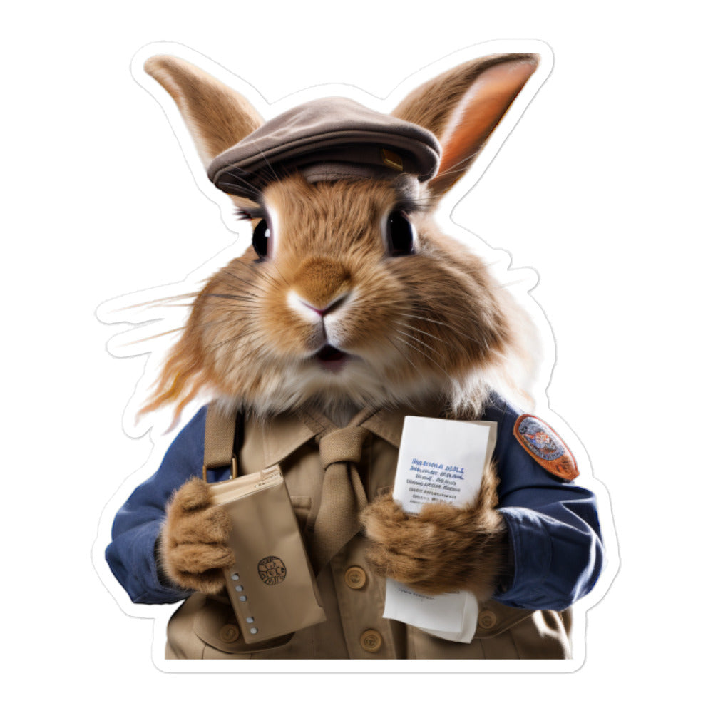 Lionhead Mail Carrier Bunny Sticker - Stickerfy.ai