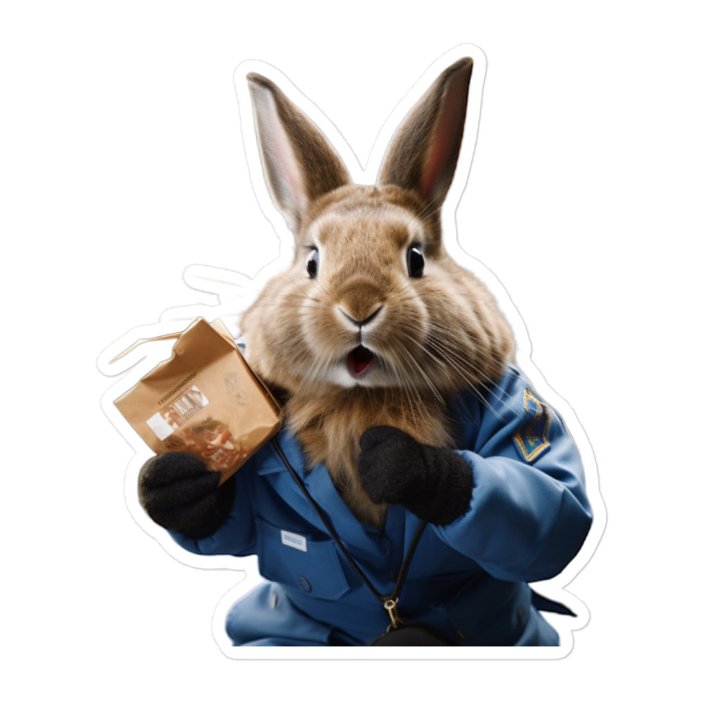 Lionhead Mail Carrier Bunny Sticker - Stickerfy.ai