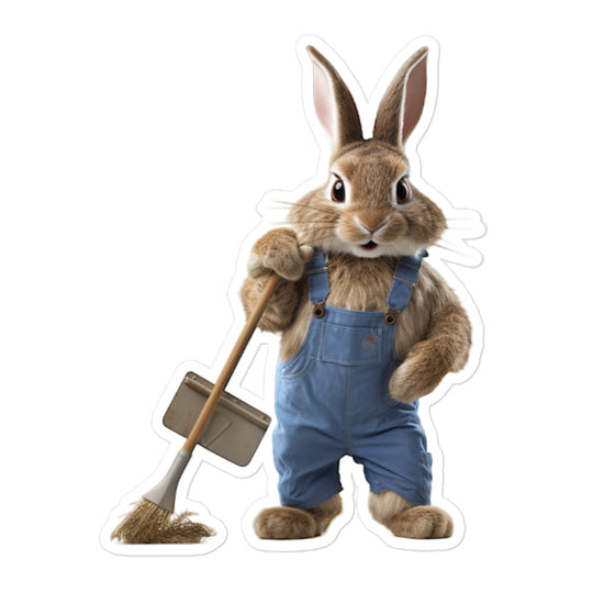 Lionhead Diligent Janitor Bunny Sticker - Stickerfy.ai