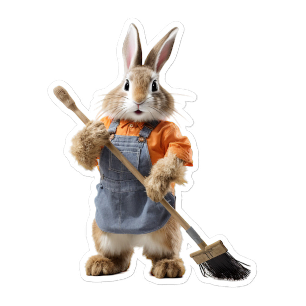 Lionhead Diligent Janitor Bunny Sticker - Stickerfy.ai