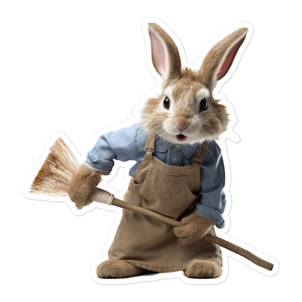 Lionhead Diligent Janitor Bunny Sticker - Stickerfy.ai