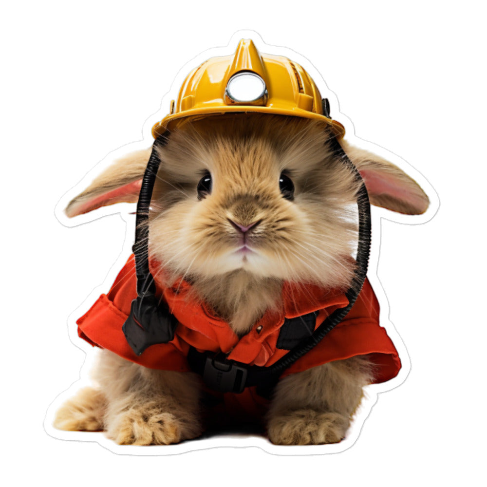 Lionhead Brave Firefighter Bunny Sticker - Stickerfy.ai