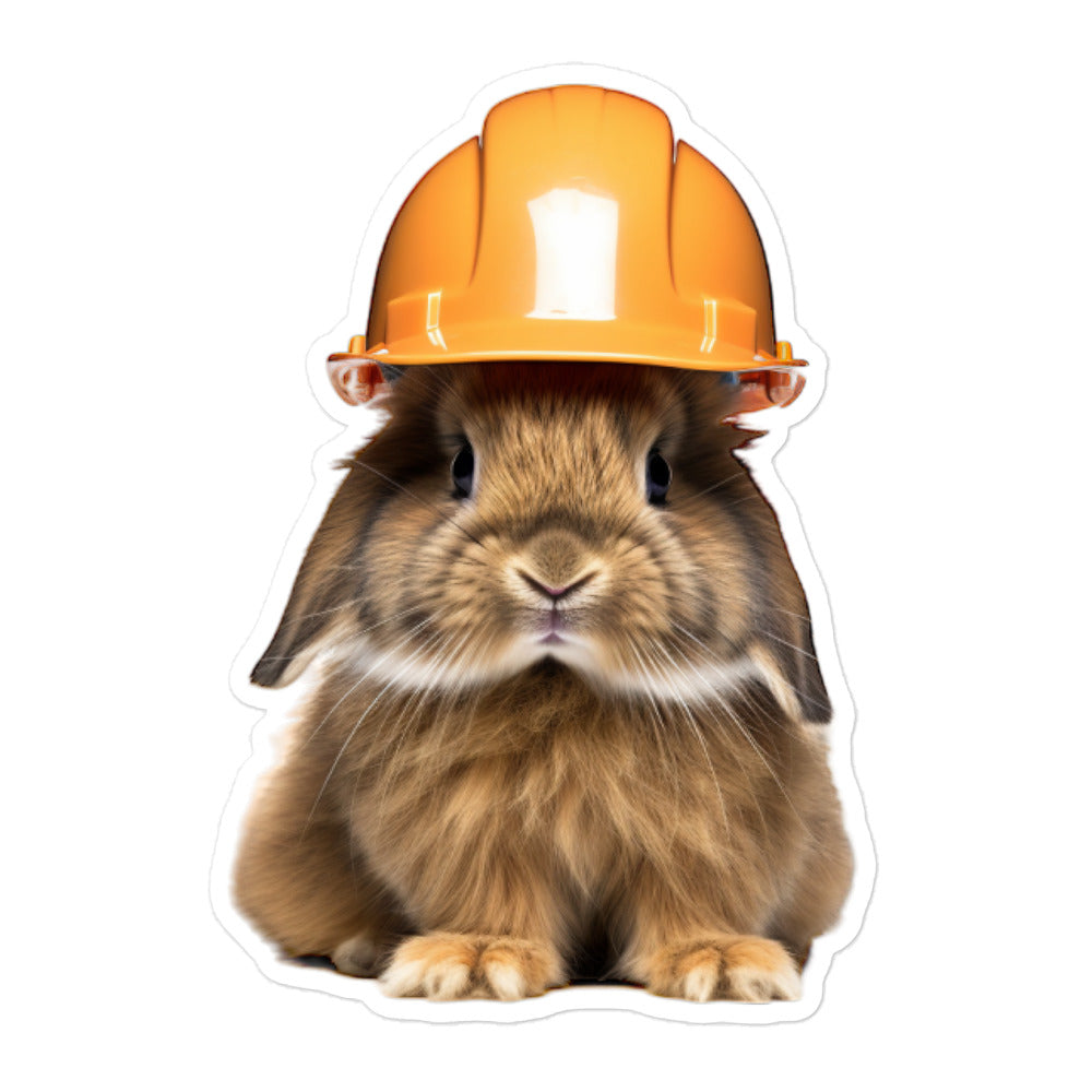 Lionhead Contractor Bunny Sticker - Stickerfy.ai